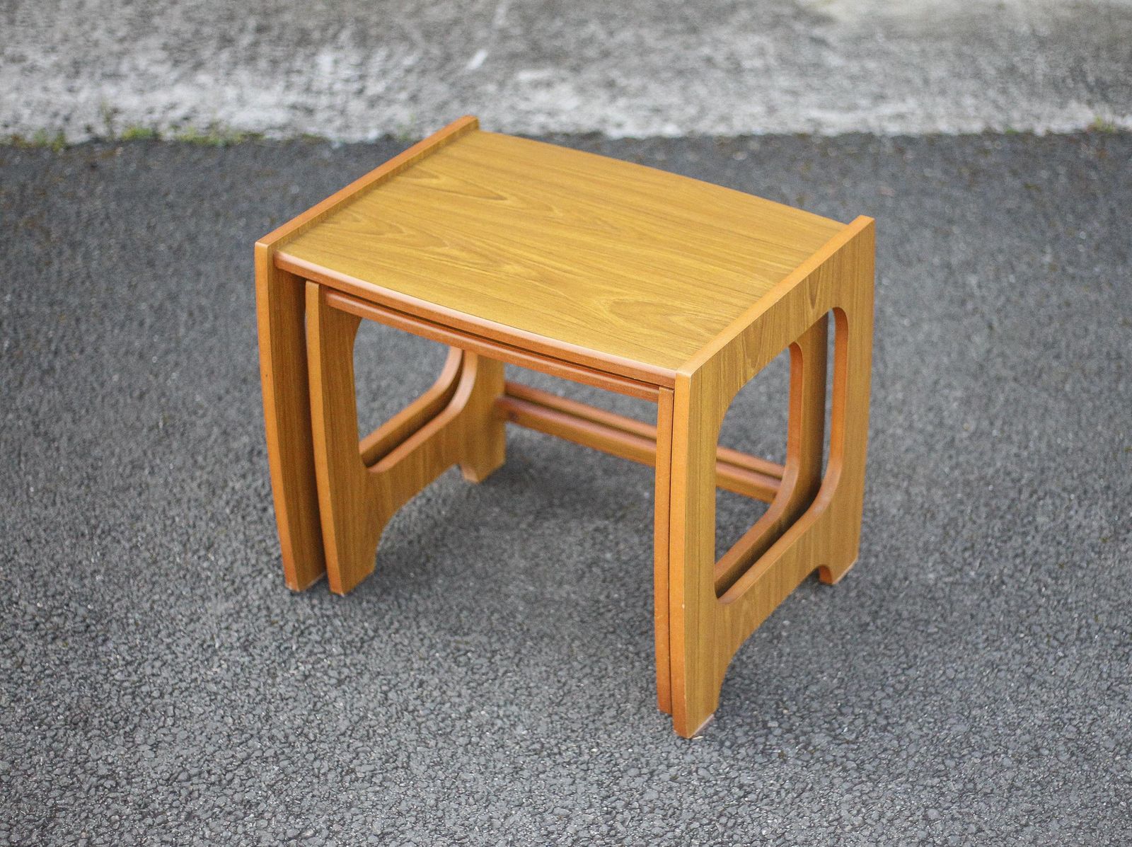 Pair Of Scandinavian Style Wooden Nesting Tables, Coffee Table, Bedside Table, Side Table, Vintage 70s photo Furniture