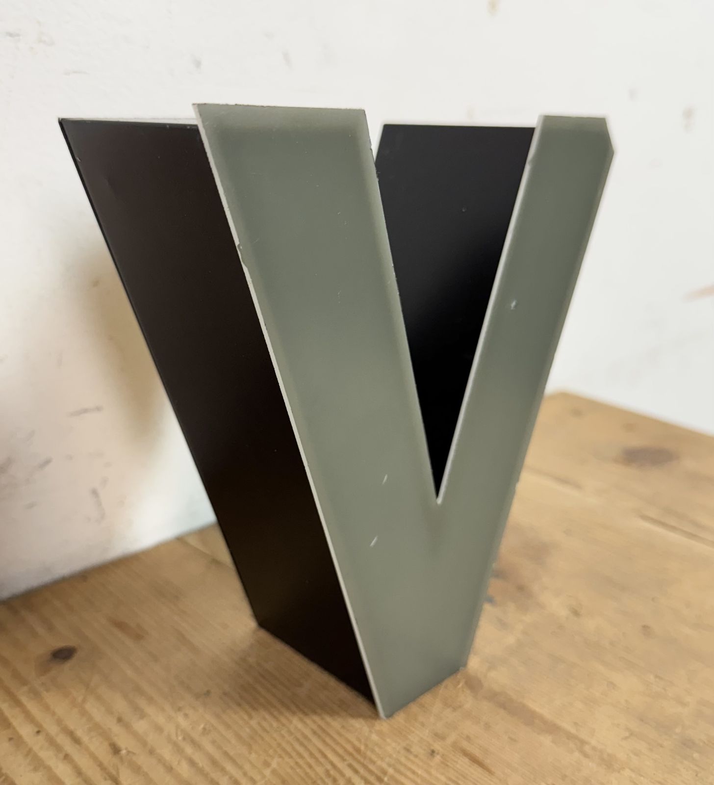 photo for sale Vintage Grey Illuminated Letter V , 1970s