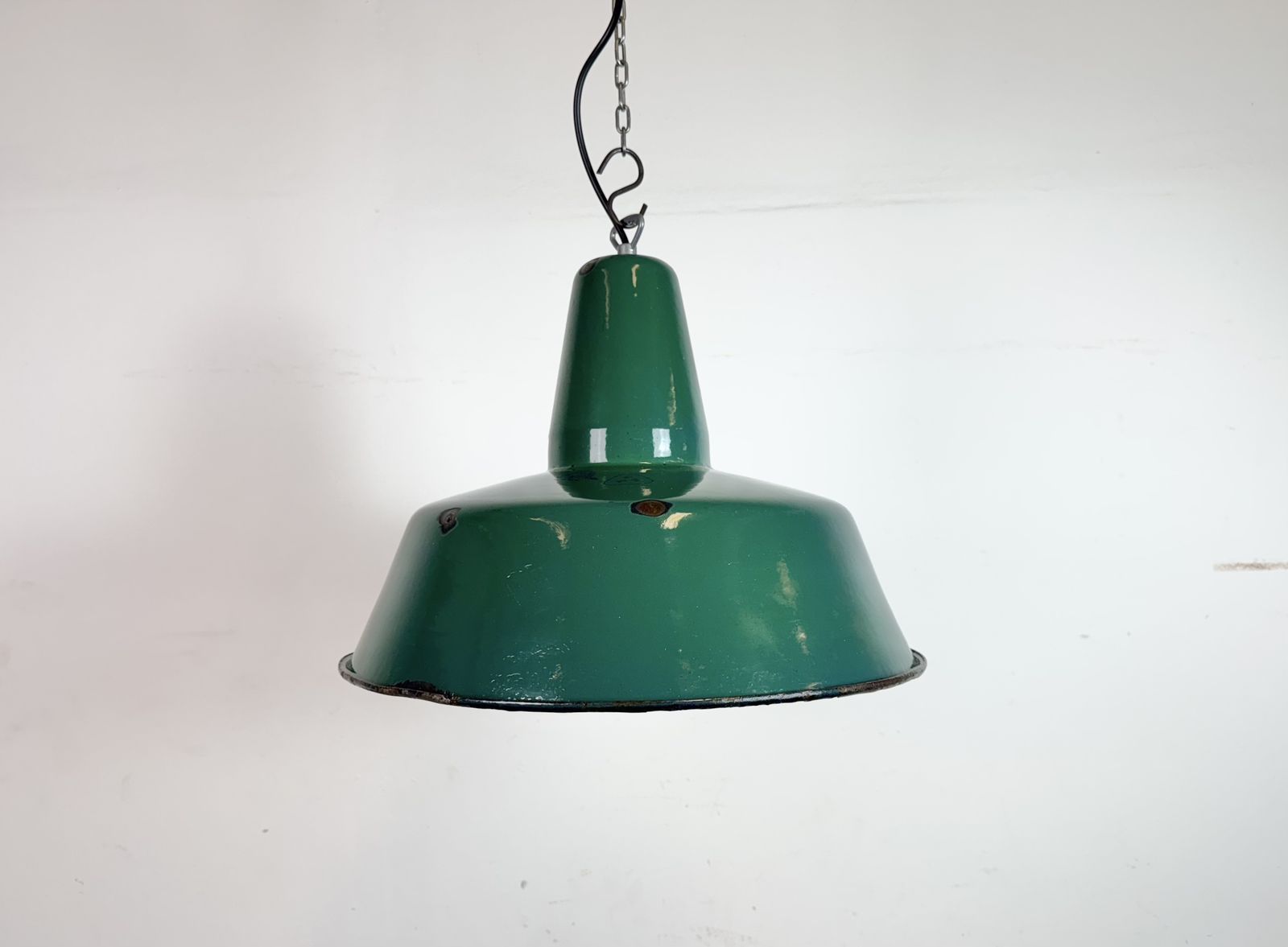 Large Industrial Green Enamel Factory Pendant Lamp, 1960s photo furniture