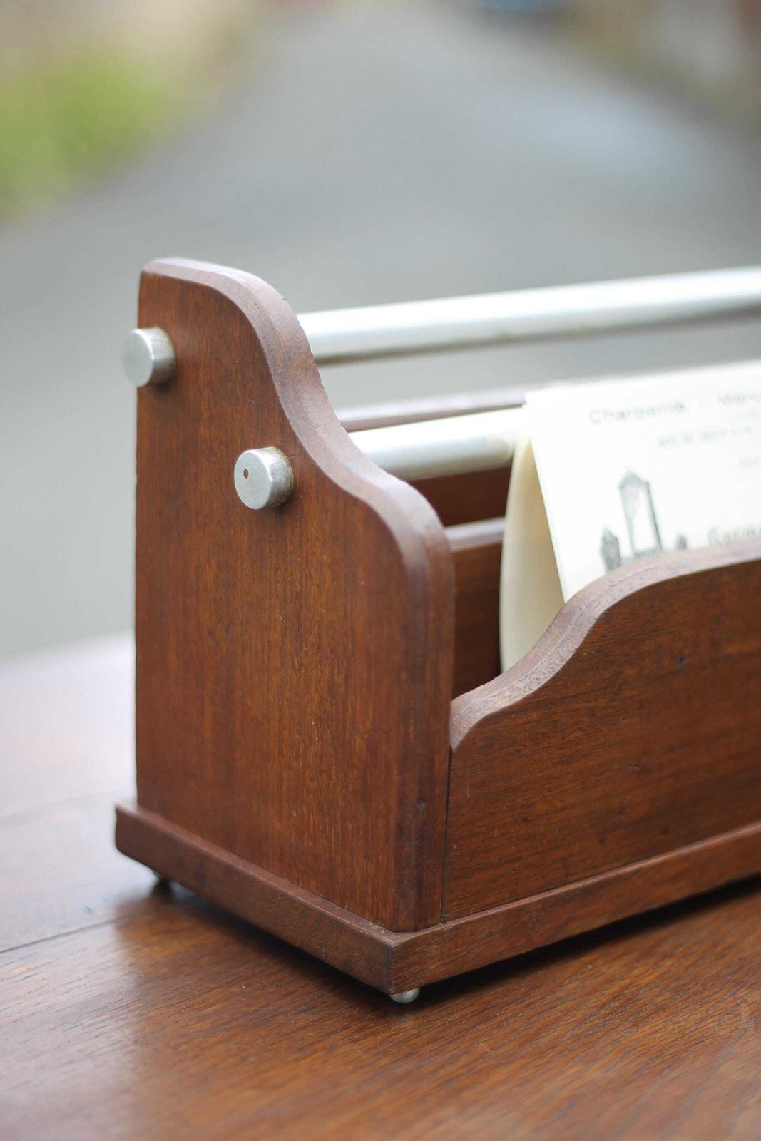 Art Deco Wooden Letter Rack, Mail Holder, Document, Storage, Office, Organizer, Letter Holder, Letter Rack, 30's photo 89.0