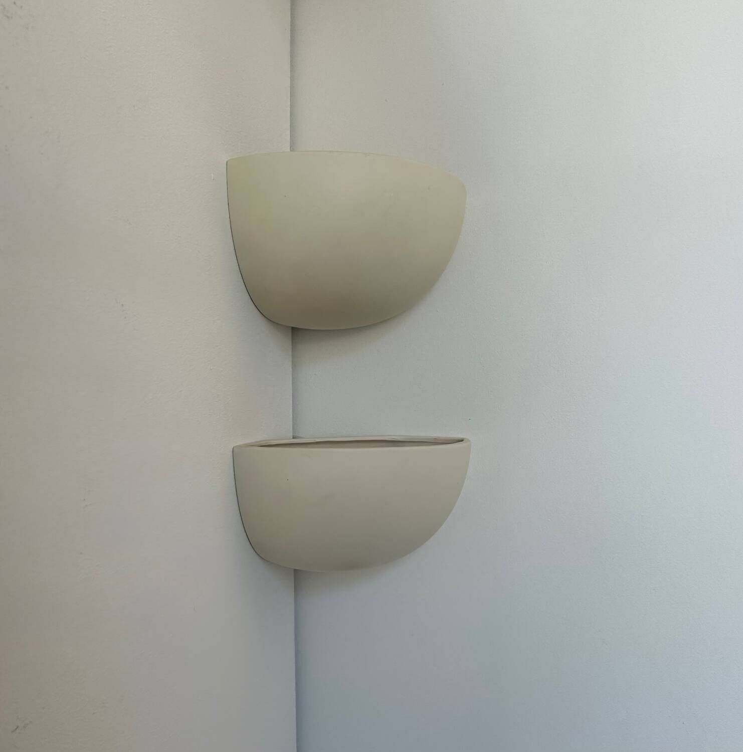 Pair Of Vintage Corner Sconces, Matte White Porcelain, France 1970 photo 324.0