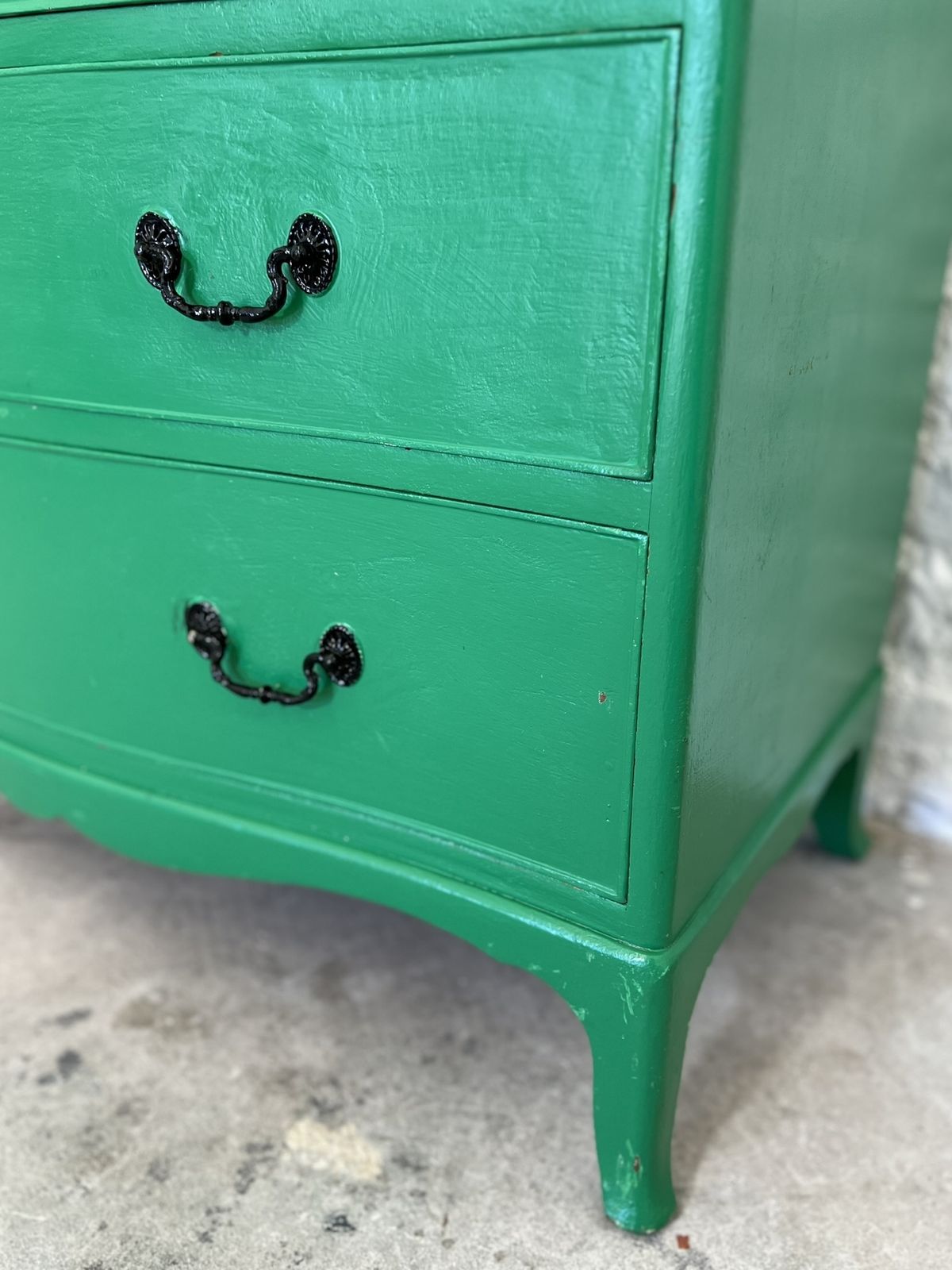Vintage Emerald Green Shabby Chic Painted Chest Of Drawers 1940s 1950s photo buy