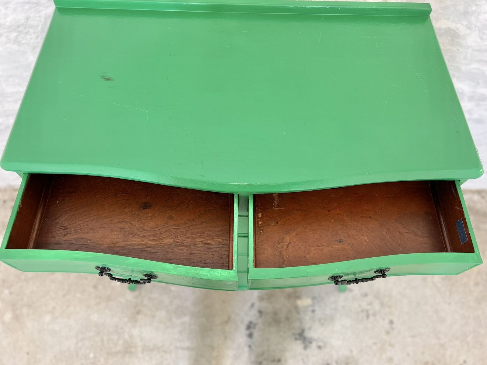 Furniture Vintage Emerald Green Shabby Chic Painted Chest Of Drawers 1940s 1950s photo