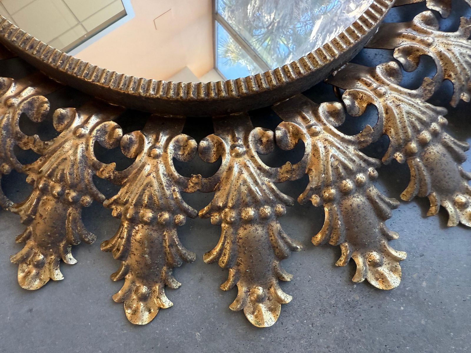 Spanish Gilt Metal Oval Sunburst Mirror photo Home Decor