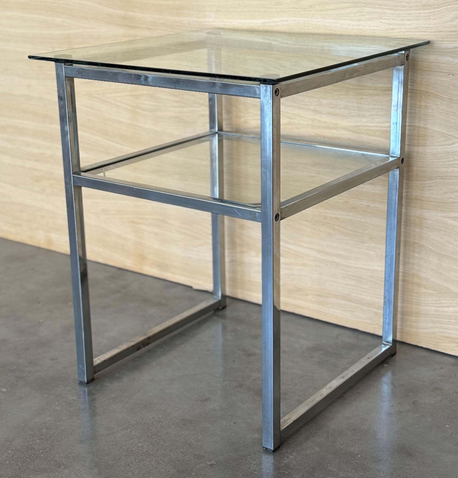 Mid Century Modern Italian Pair Of Chrome Side Tables, Circa 1970 photo buy