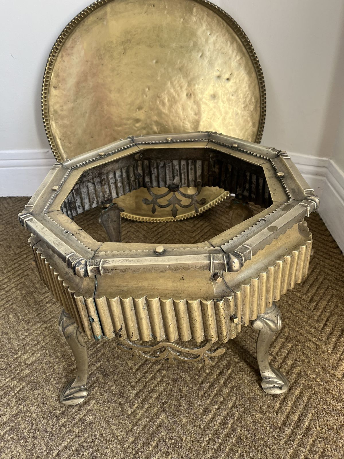 Antique Turkish Brass Brazier Table (Mangal) With Claw Feet — C. 1900 photo 295.0