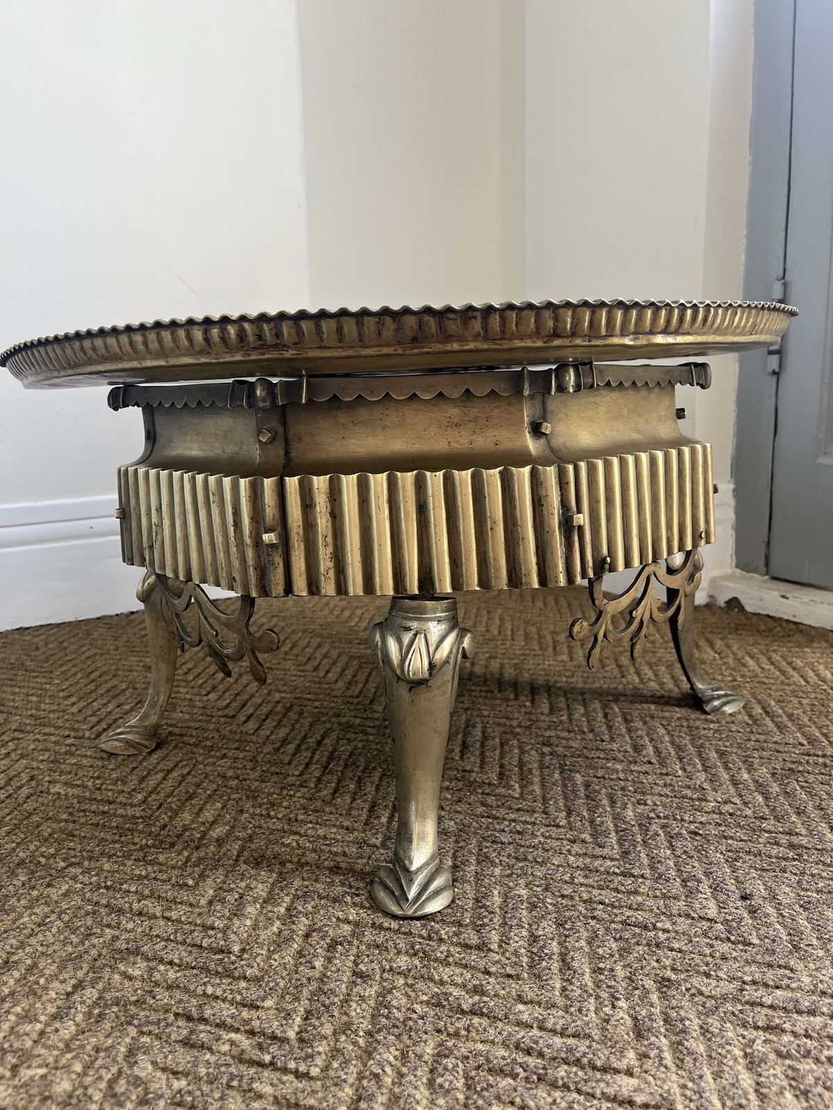 Antique Turkish Brass Brazier Table (Mangal) With Claw Feet — C. 1900 photo for sale