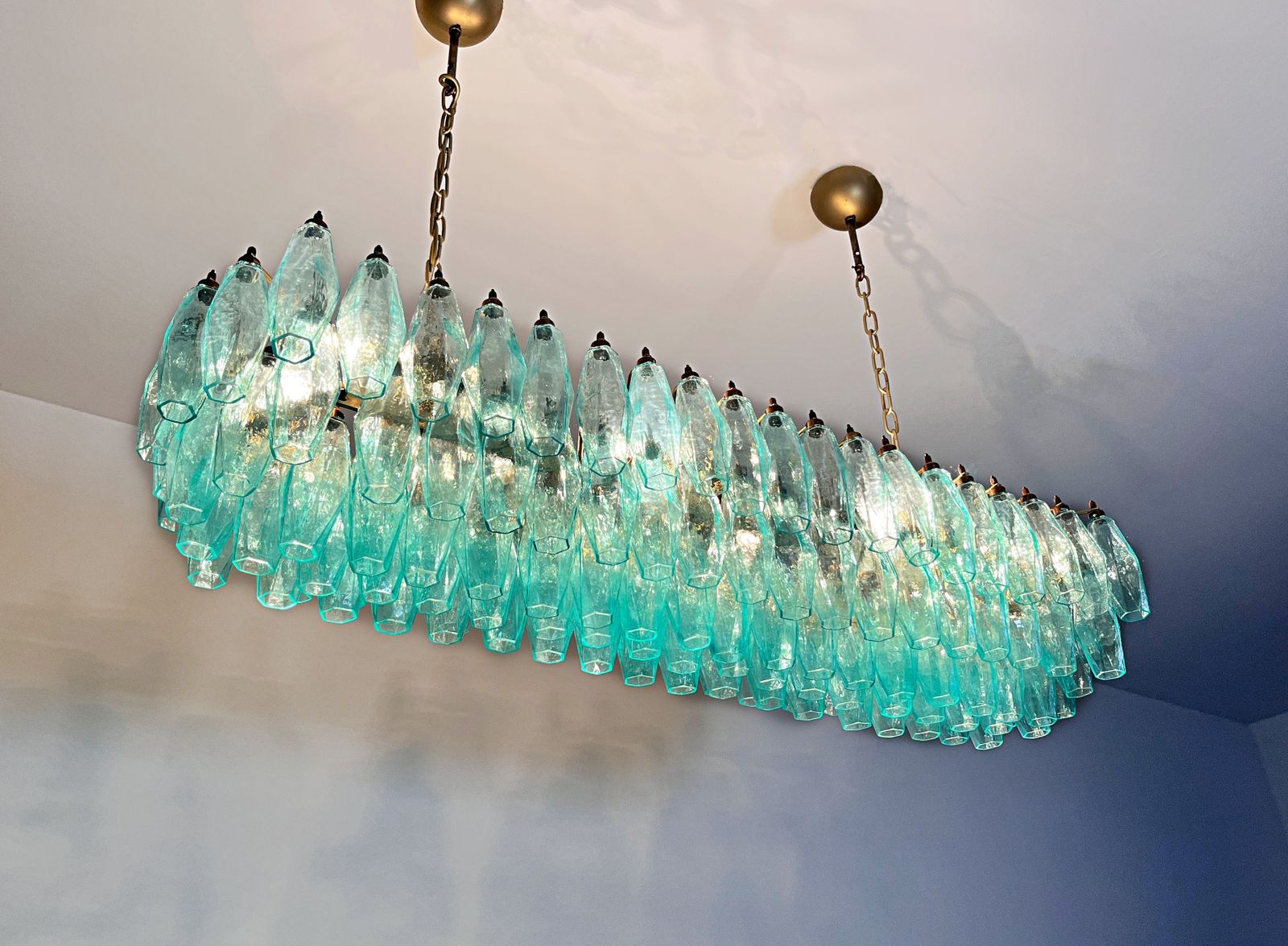 Elegant Murano Poliedri Chandelier   Carlo Scarpa   140 Turquoise photo Lighting