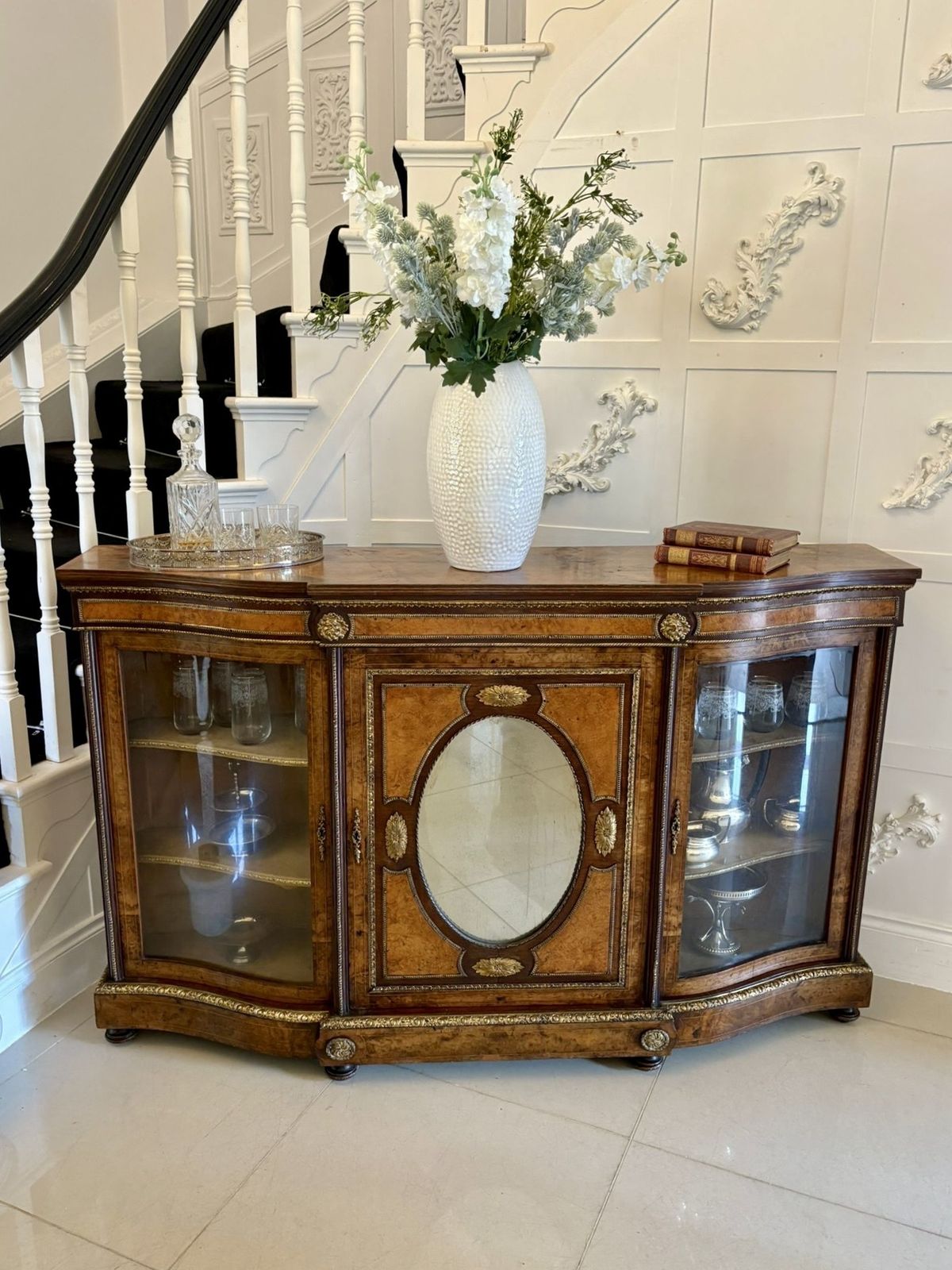 5495.0 Outstanding Quality Antique 19th Century Burr Walnut Ormolu Mounted Credenza photo
