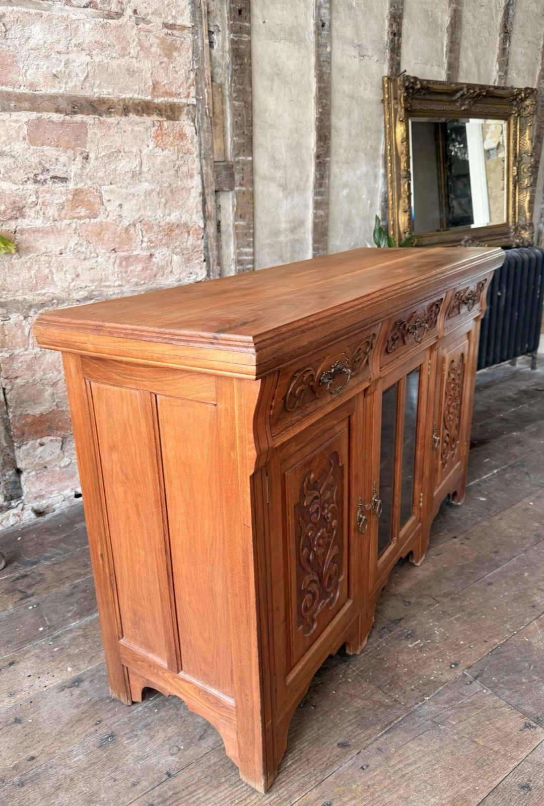 Original Heavy Antique Walnut Rustic Large Carved  Dresser Sideboard Circa 1800s photo 599.0