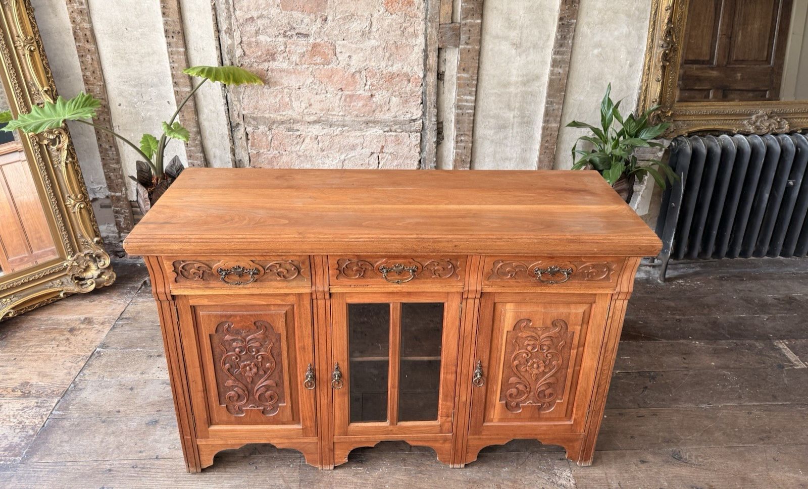 Original Heavy Antique Walnut Rustic Large Carved  Dresser Sideboard Circa 1800s photo buy