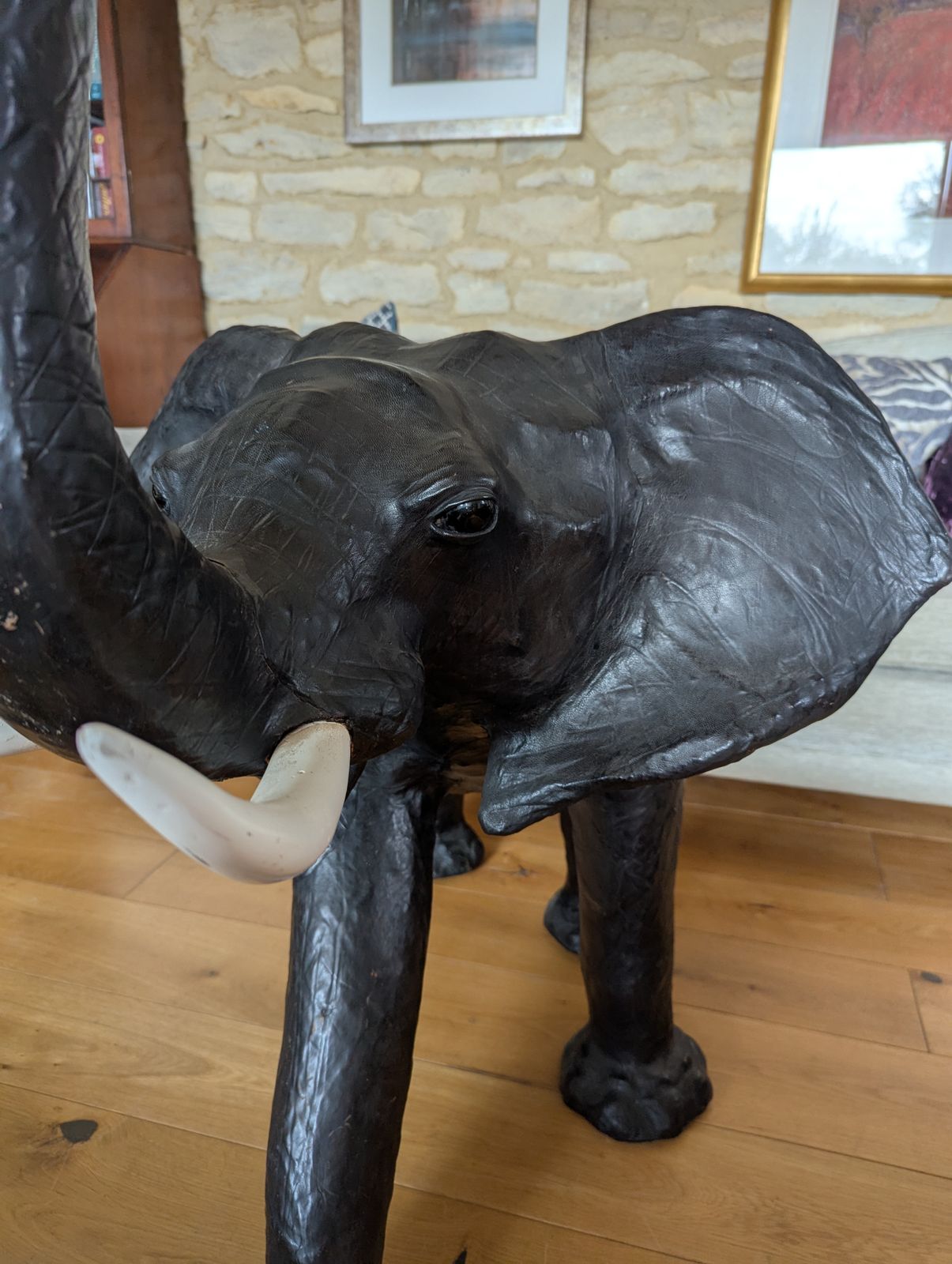 Large Mid Century Leather Elephant   Liberty Of London/Omersa   135x103cm photo Art