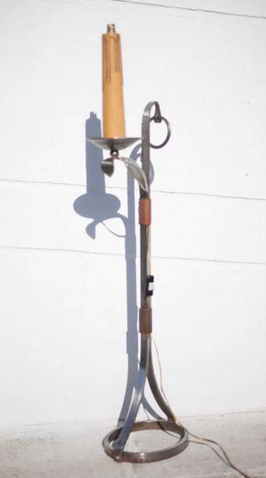Ryckaert Jp Wrought Iron Floor Lamp, Wrought Iron And Leather Floor Lamp, Living Room Lamp, 60s photo 192.0