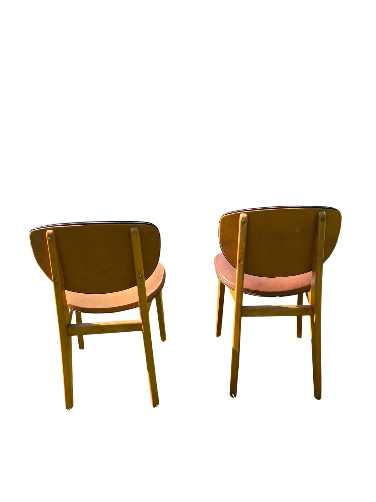 Pair Of Scandinavian Wood And Leather Chairs, Circa 1960 photo Furniture
