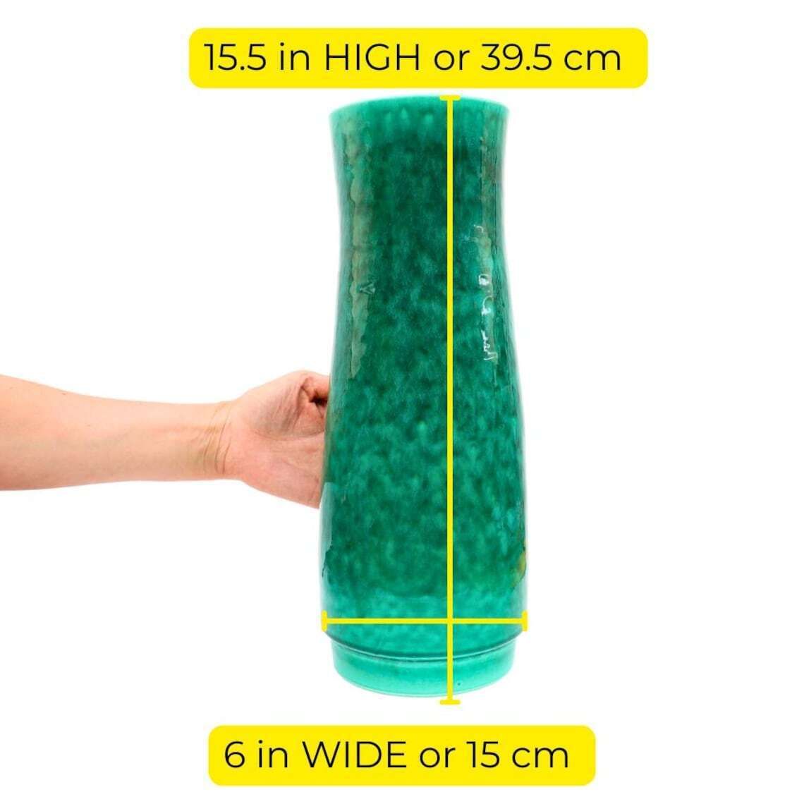 Tall 80's Mid Century Modern Style Poole Pottery Studio Vase In Green photo for sale