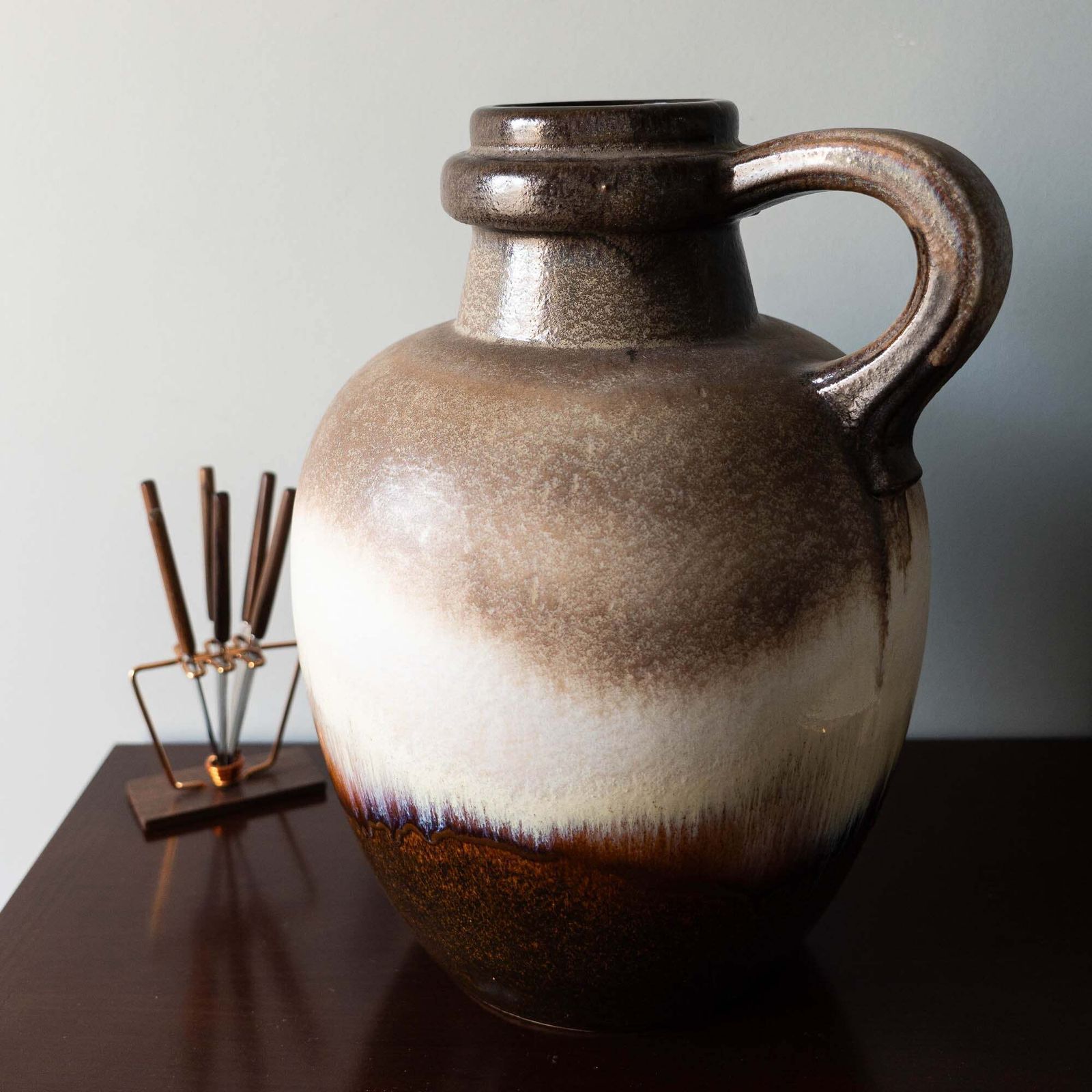 Stunning And Heavy Mid Century Brown Floor Vase   Scheurich   Form 486 38   1970s photo furniture
