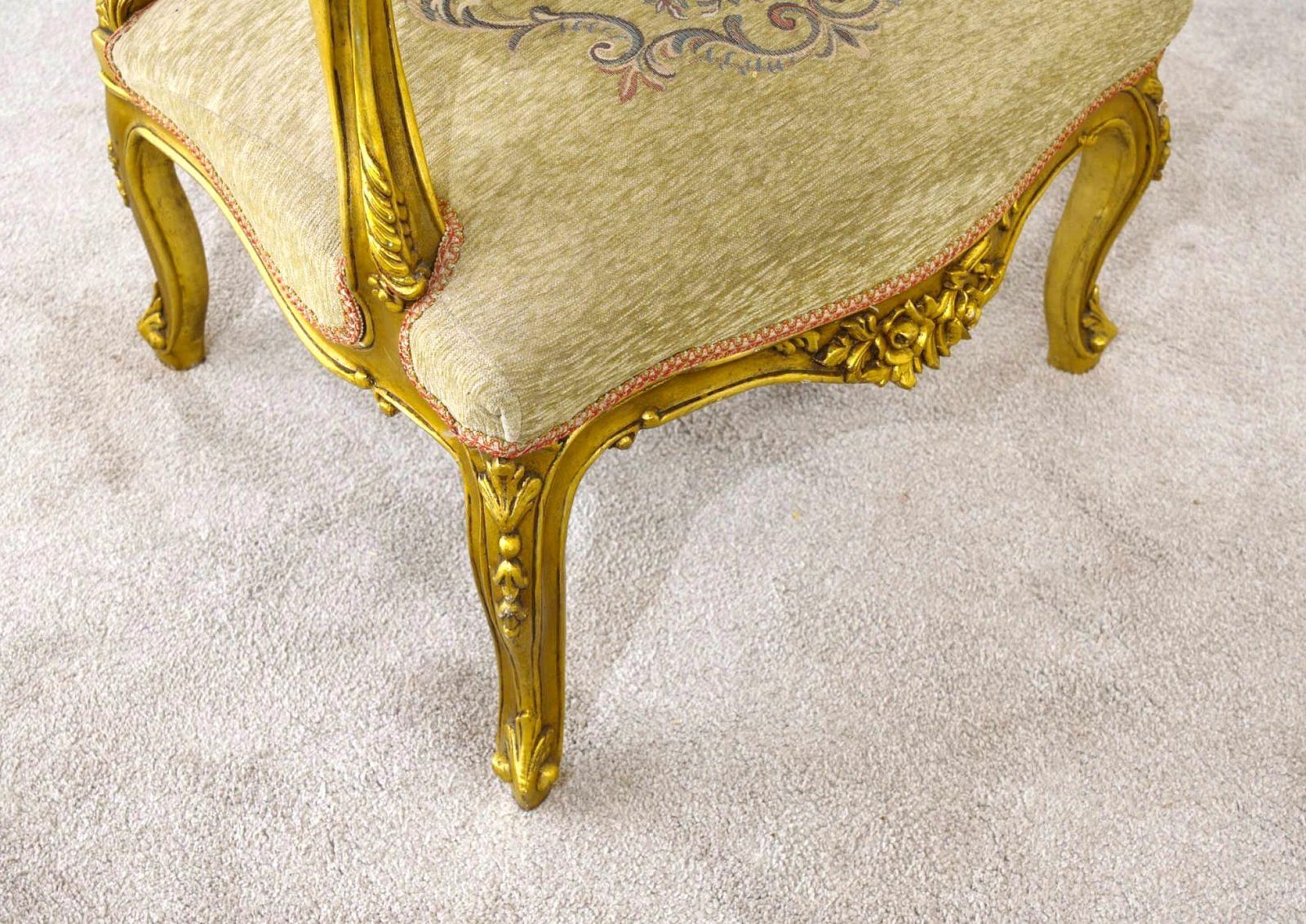 Pair French Gilt Chairs Antique Fauteuils photo for sale
