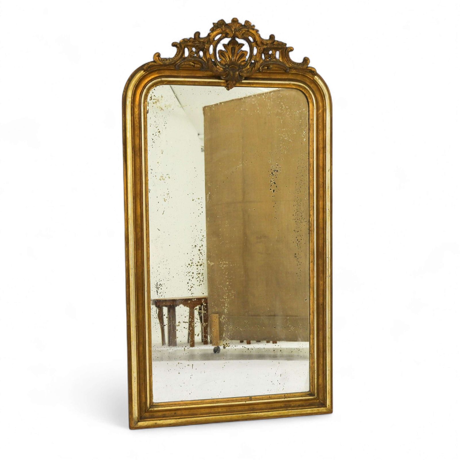 Elegant Louis Philippe Gilt Mirror  Timeless French Overmantle Accent