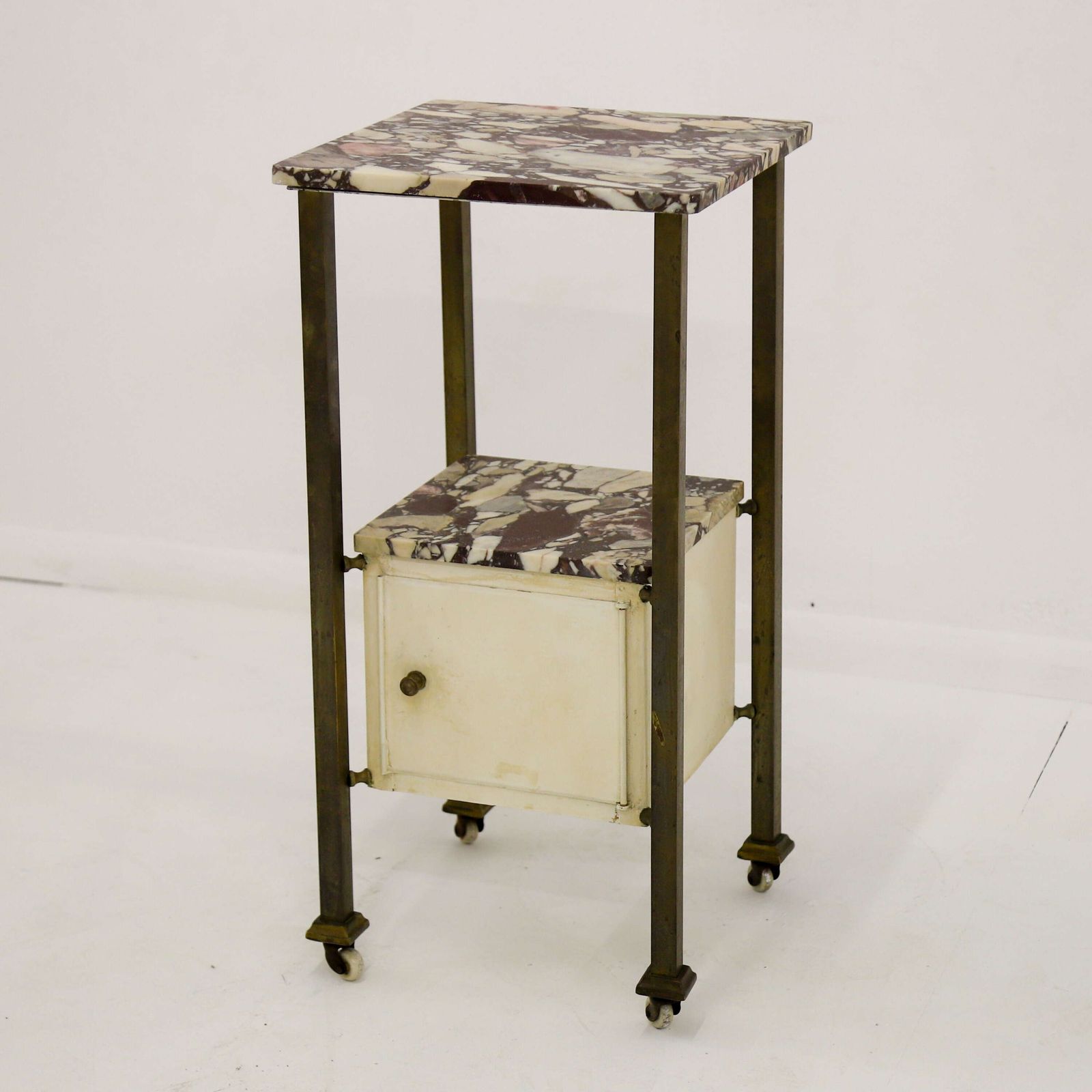 Early 20th Century French Brass & Arabescato Viola Marble Nightstand photo furniture