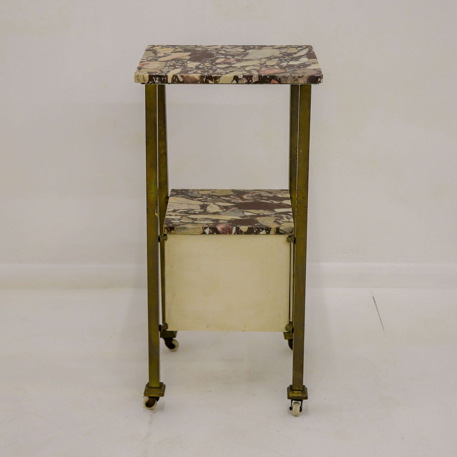 Early 20th Century French Brass & Arabescato Viola Marble Nightstand photo Furniture