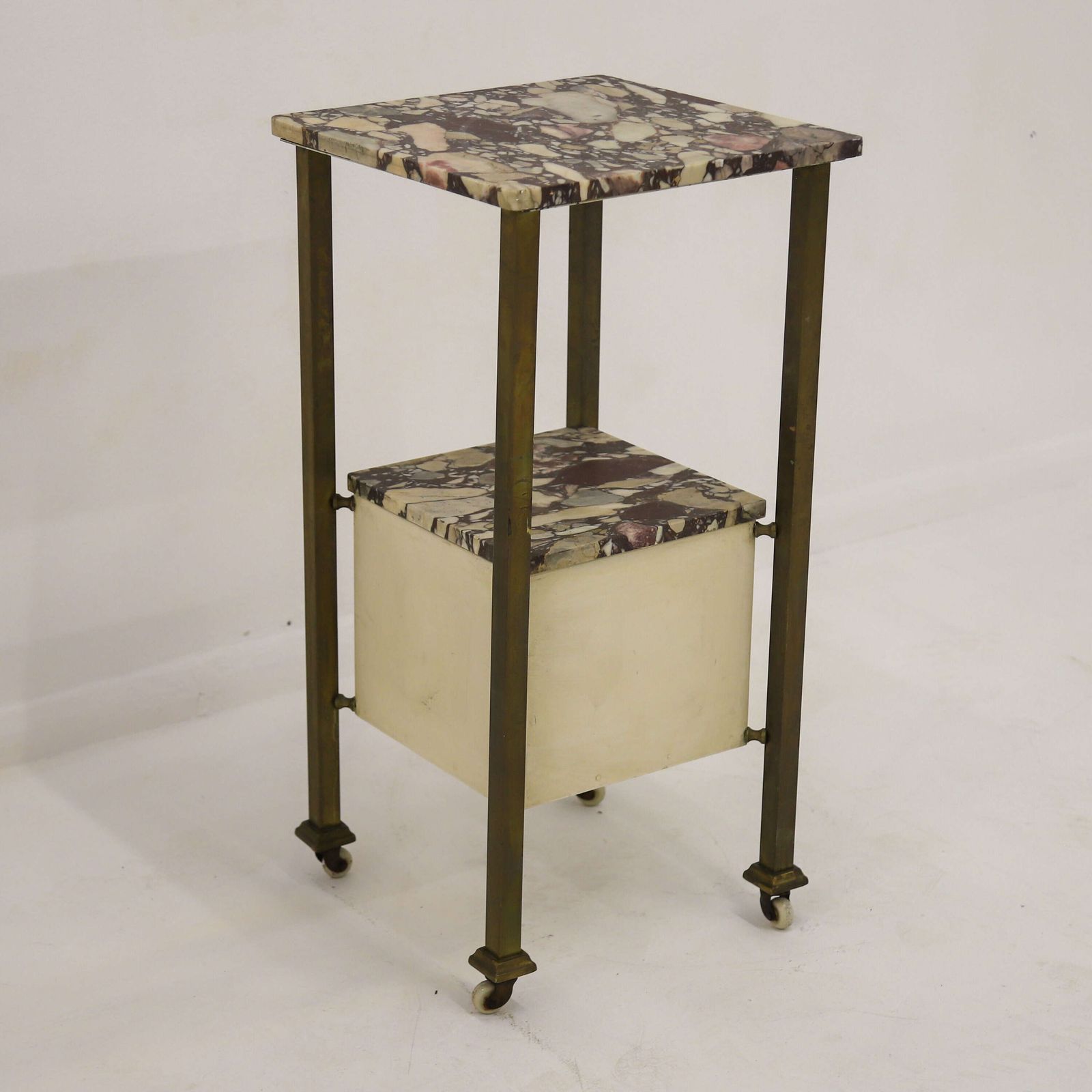 Early 20th Century French Brass & Arabescato Viola Marble Nightstand photo 875.0