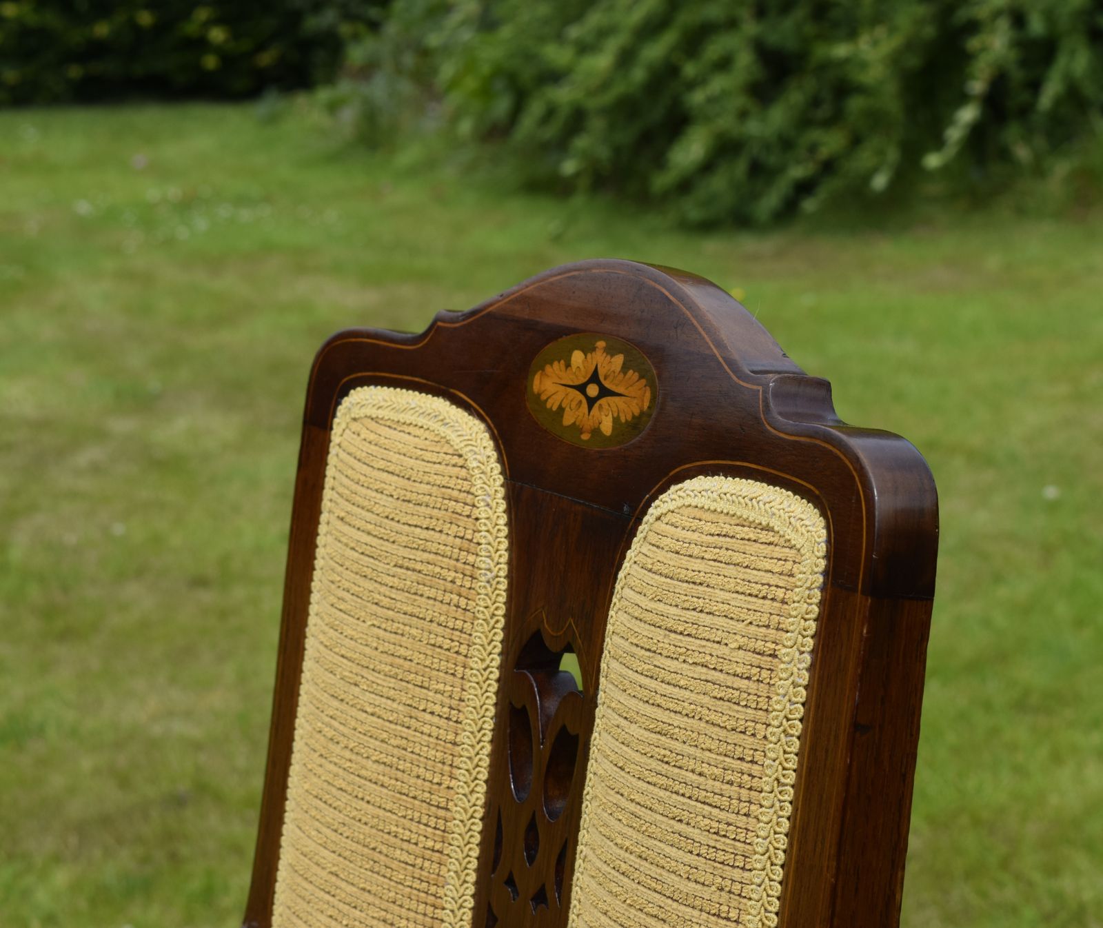 photo for sale Edwardian Mahogany Inlaid Rocking Chair
