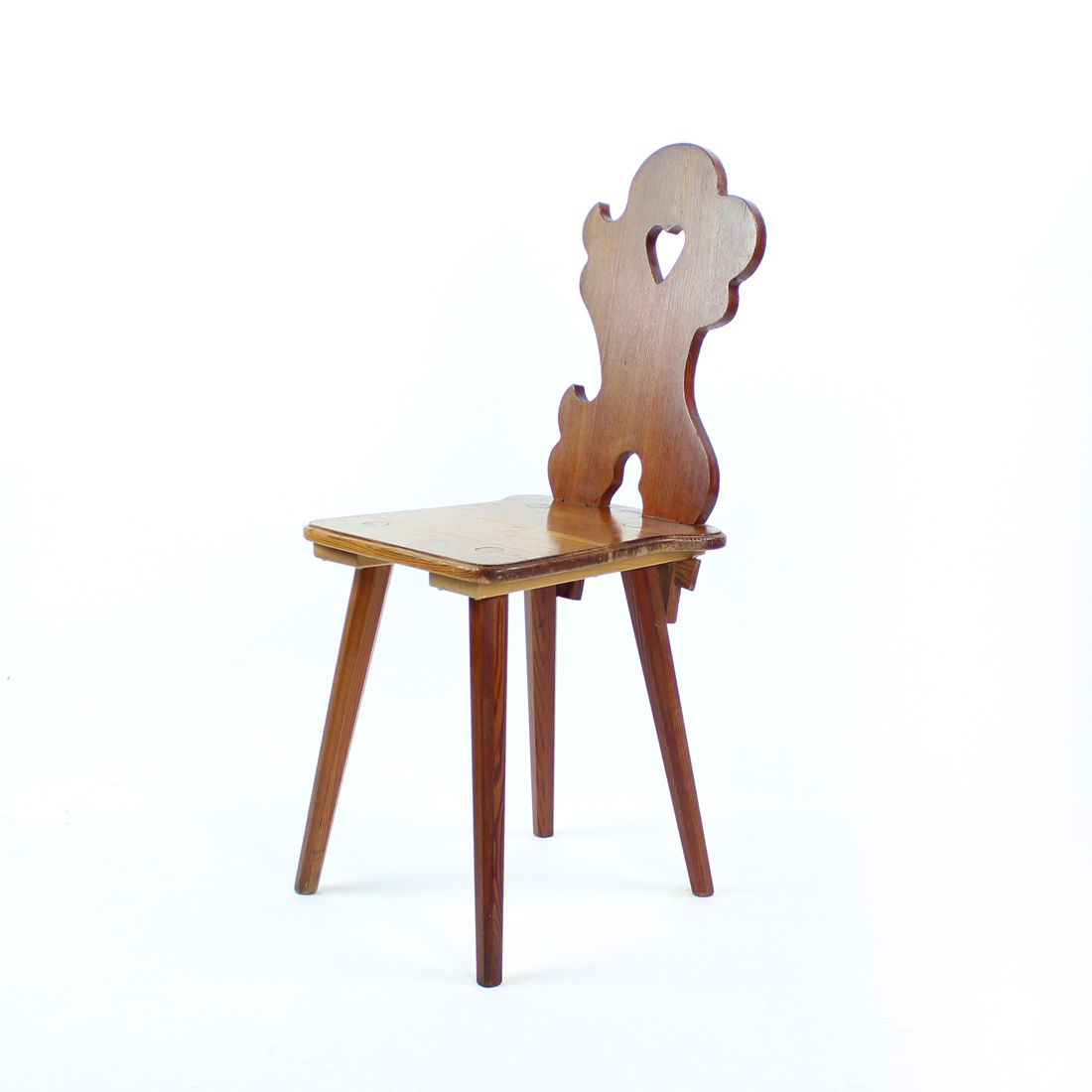 Folk Style Dining Chair In Wood, Czechoslovakia 1973