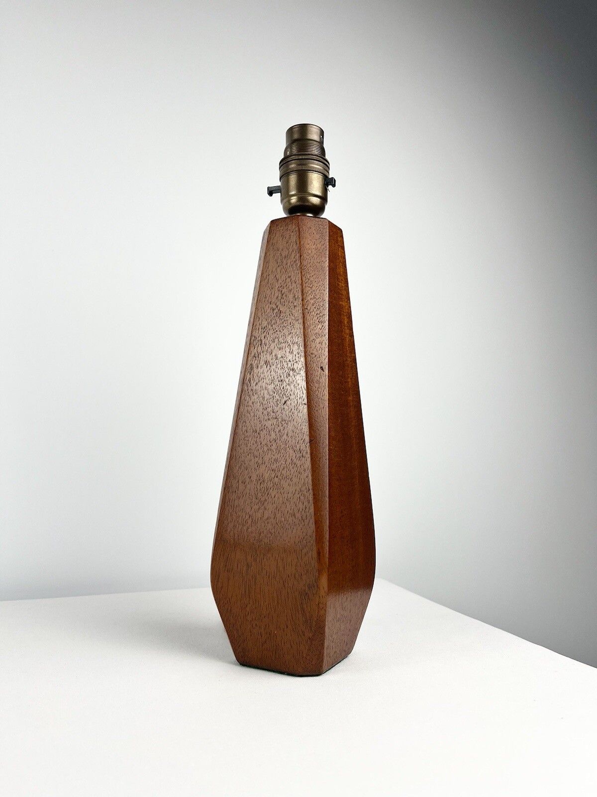 Sculptural Pair Of Mid Century Lamp Bases Teak Geometric Design 1960s photo vinterior