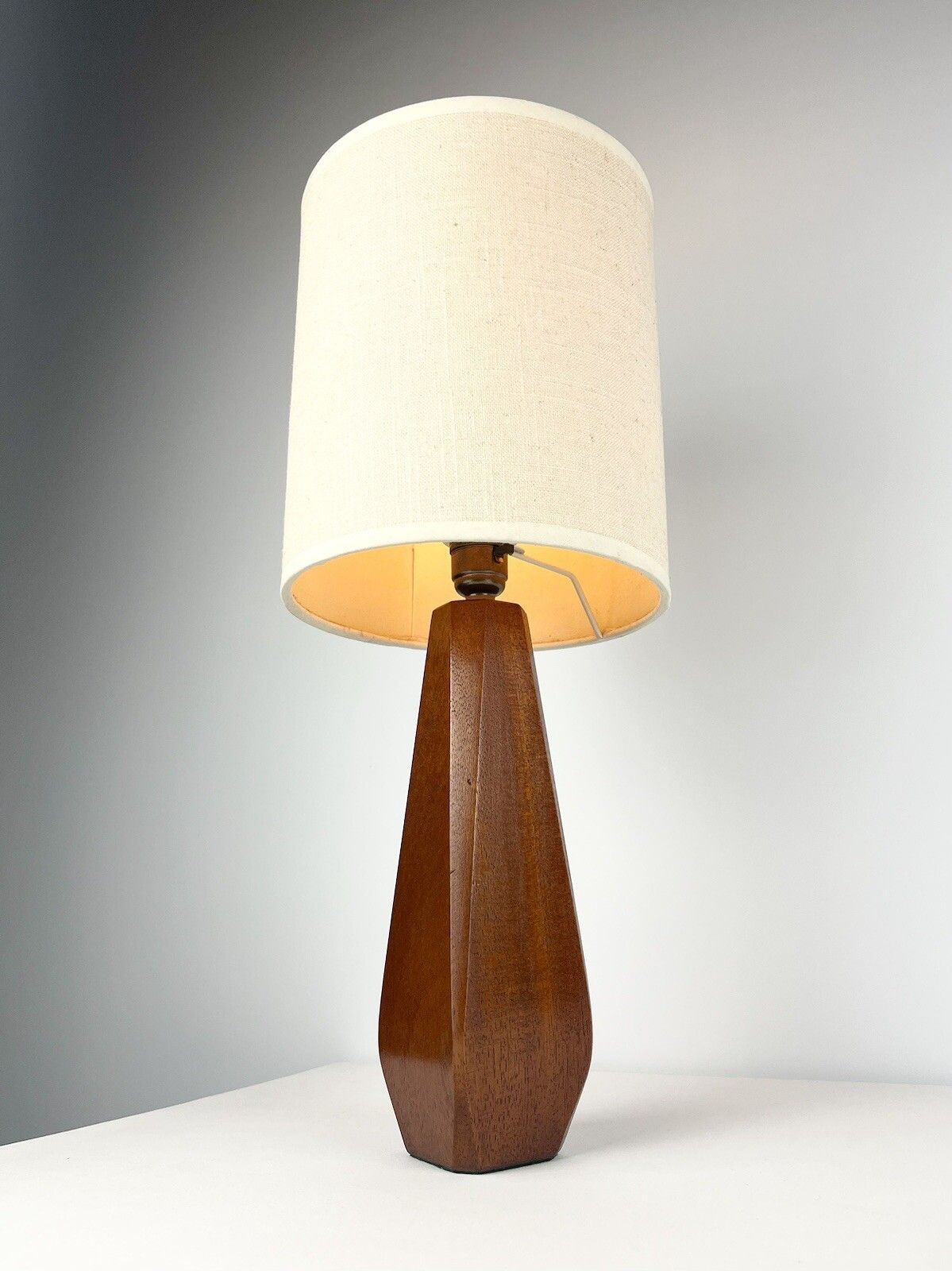 Lighting Sculptural Pair Of Mid Century Lamp Bases Teak Geometric Design 1960s photo
