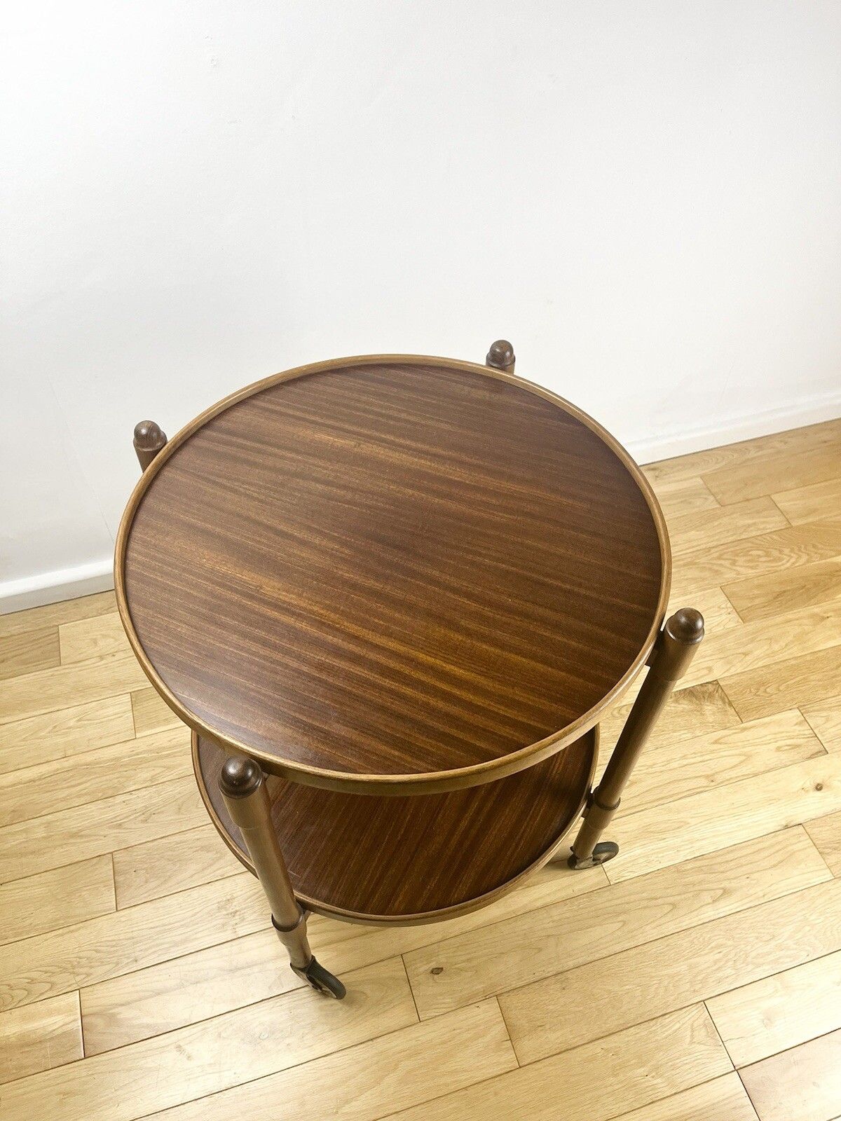 Beautiful English Drinks Trolley Side Table Oak And Mahogany Mid Century 1950s photo buy