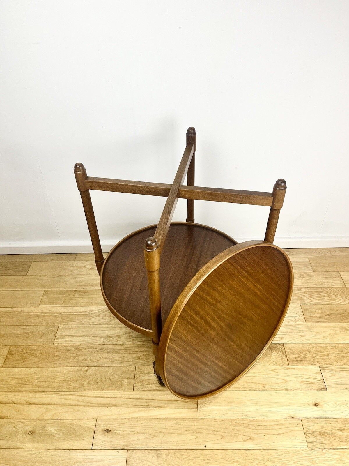 photo furniture Beautiful English Drinks Trolley Side Table Oak And Mahogany Mid Century 1950s