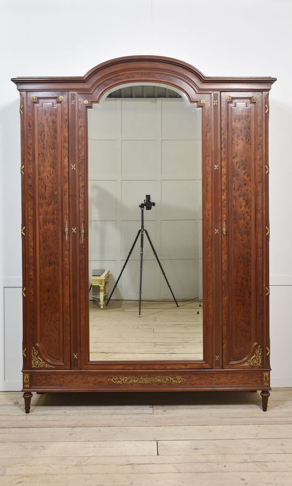 19th Century French Louis XVI Mahogany And Gilt Bronze Wardrobe