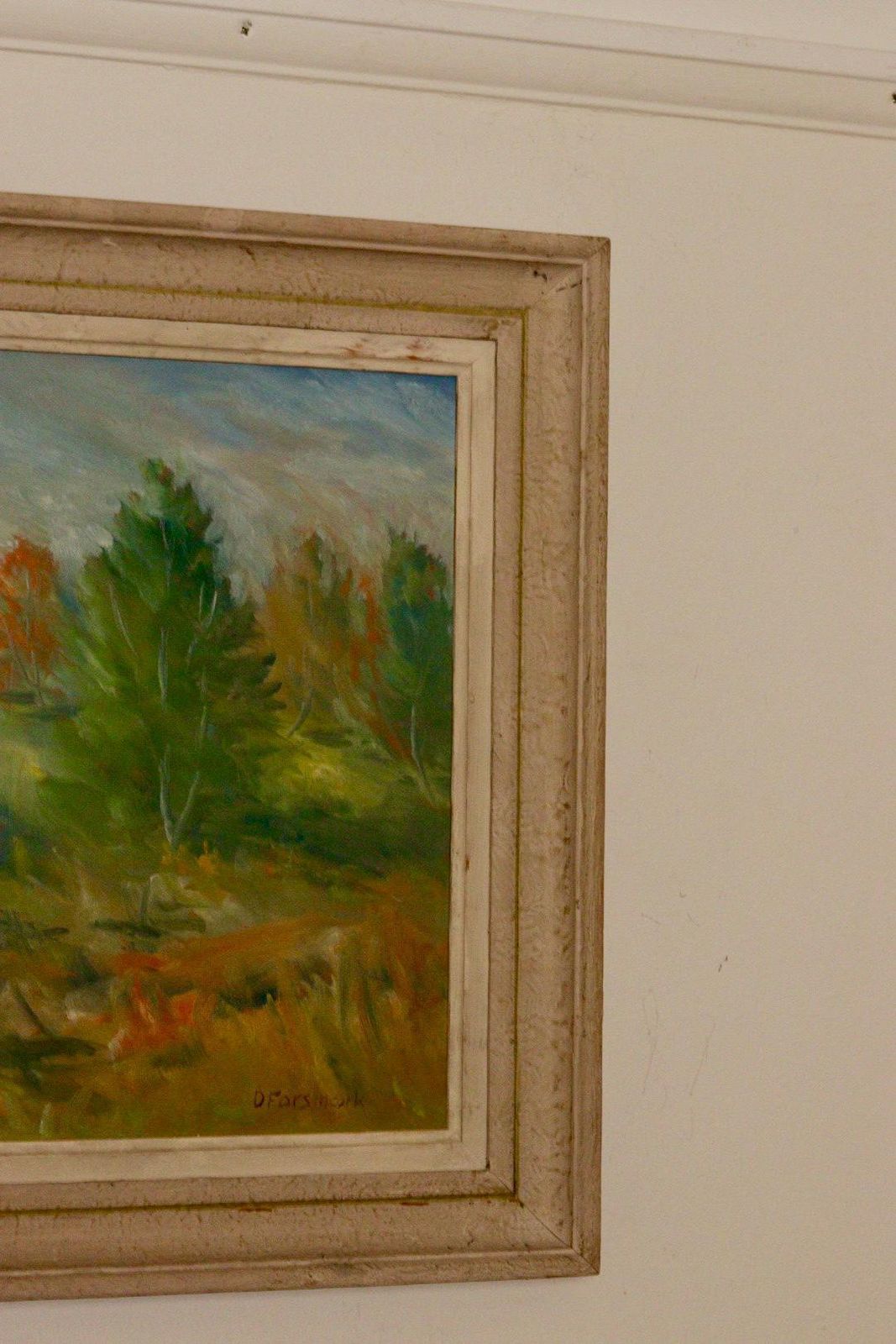 Mid Century Original Swedish Oil On Panel "Autumn Landscape" – D. Forsmark – Vintage & Framed, 51 X 59 Cm / 20.1 X 23.2 In photo vintage