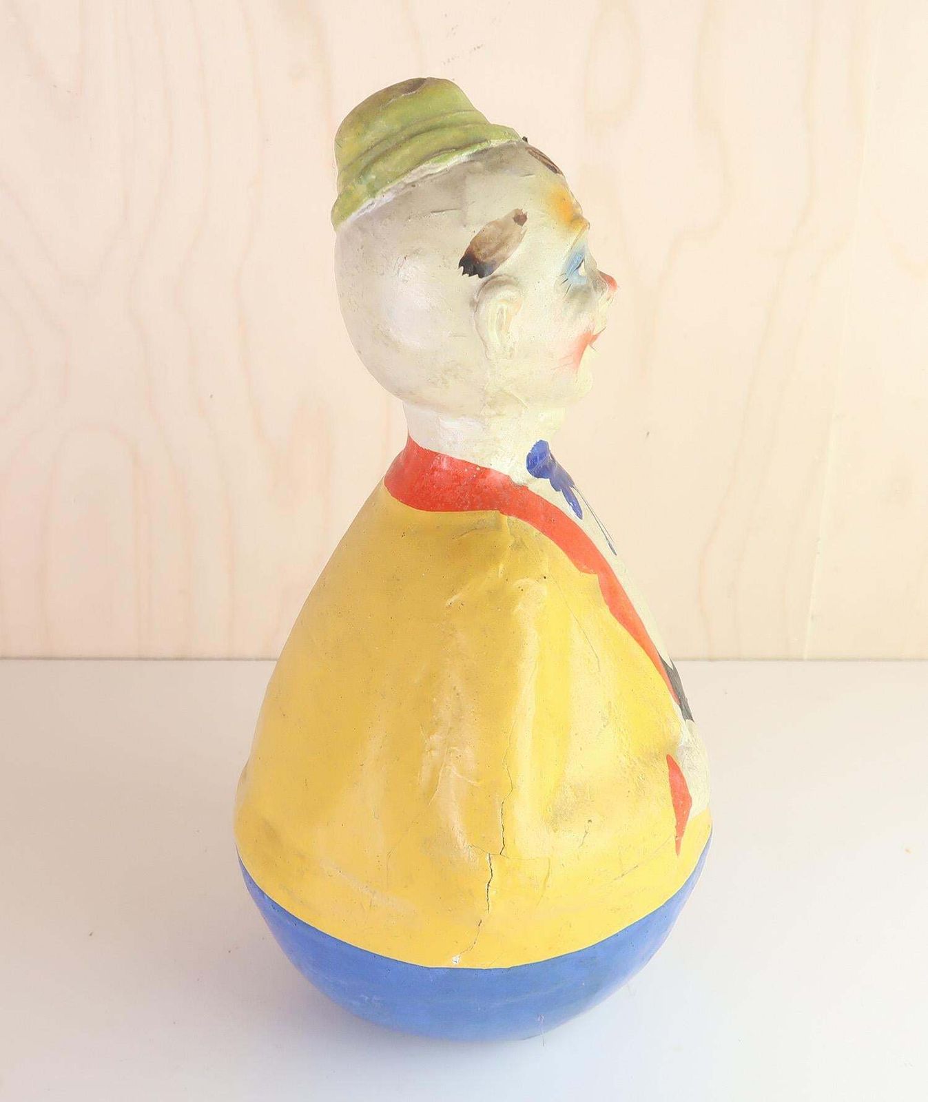 Vintage Papier Mache Rocking Toy Clown Figure. 1920's. photo Home Decor