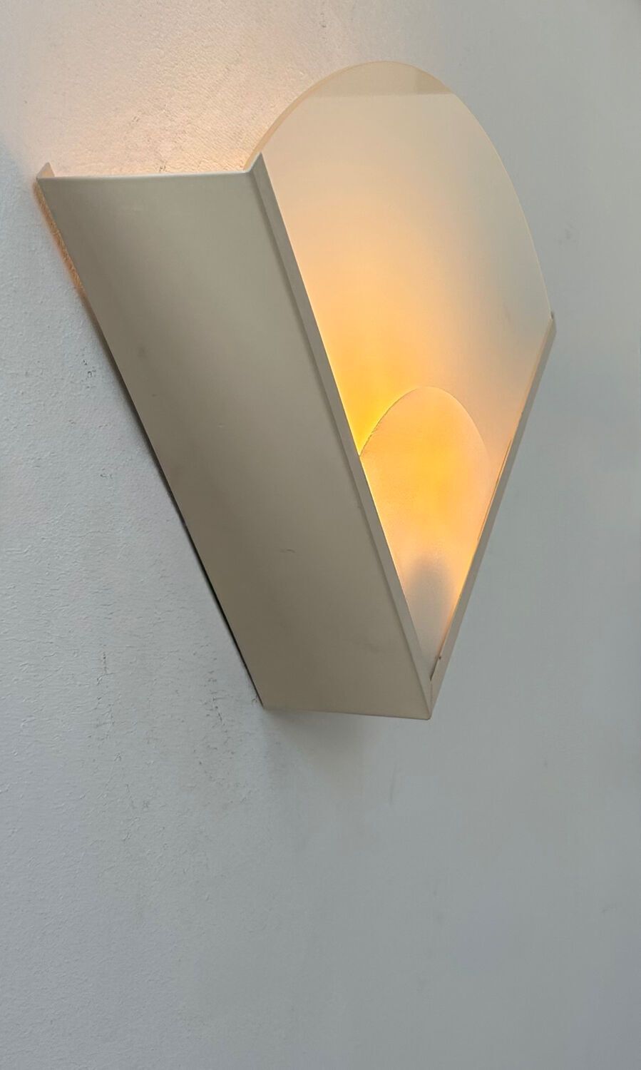 Vintage Wall Lamp, Beige Lacquered Metal And Sandblasted Glass, France photo furniture