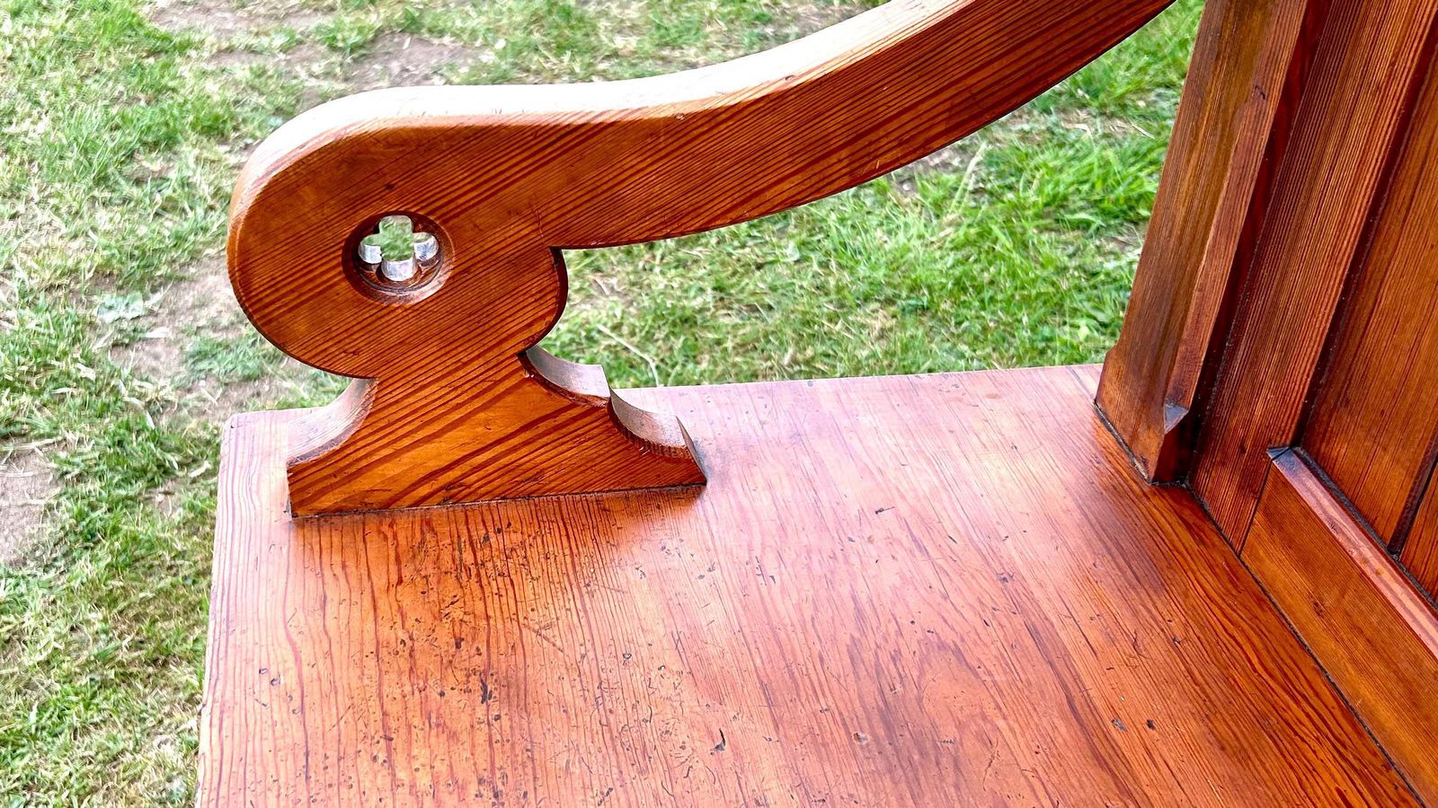 Large Pitch Pine Gothic Antique Chapel Church Chairs Vintage Altar Industrial Retro Kitchen Dining Old Wooden Wedding Armchair photo buy