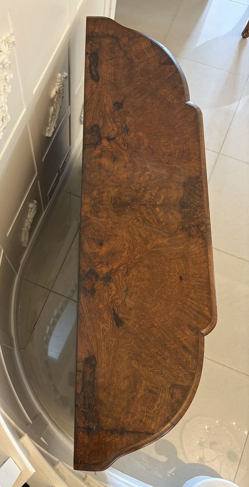Outstanding Quality Antique 19th Century Inlaid Burr Walnut Porcelain Mounted Credenza photo vinterior