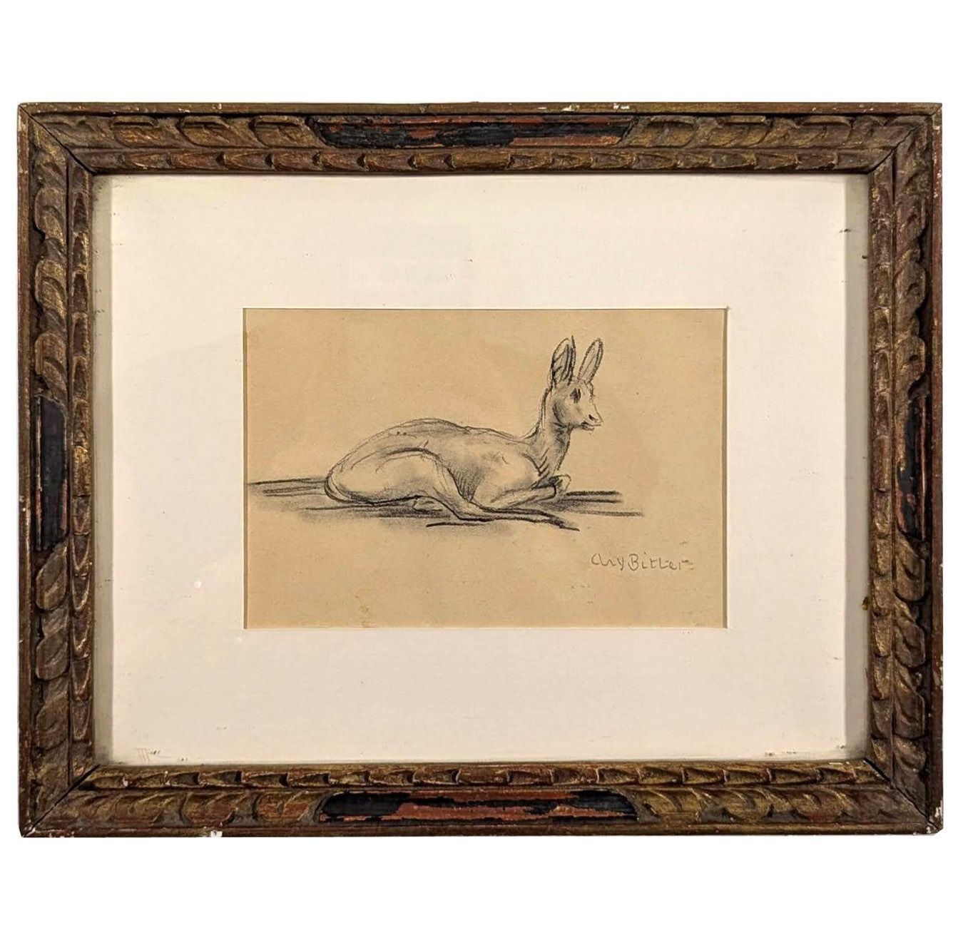 20th Century Charcoal Animal Drawing By Ary Bitter