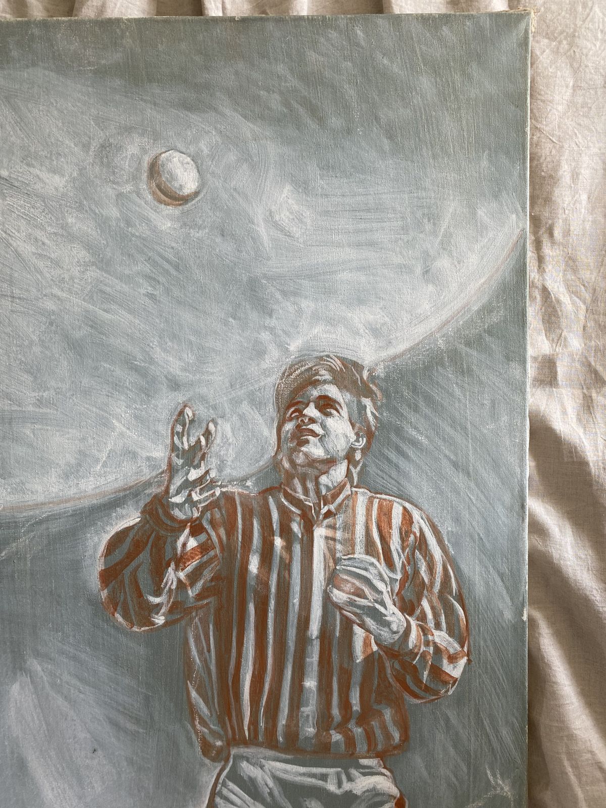 Budwin Conn (American/British B.1927) 'The Baseball Star' Oil On Canvas | Realism photo for sale