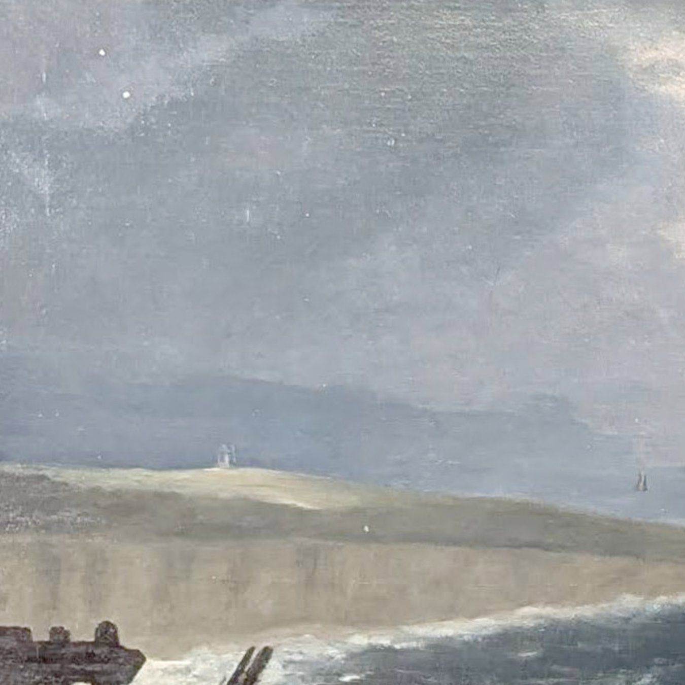 Oil On Panel, Early 19th Century Marine Scene Of Shipwreck photo vinterior