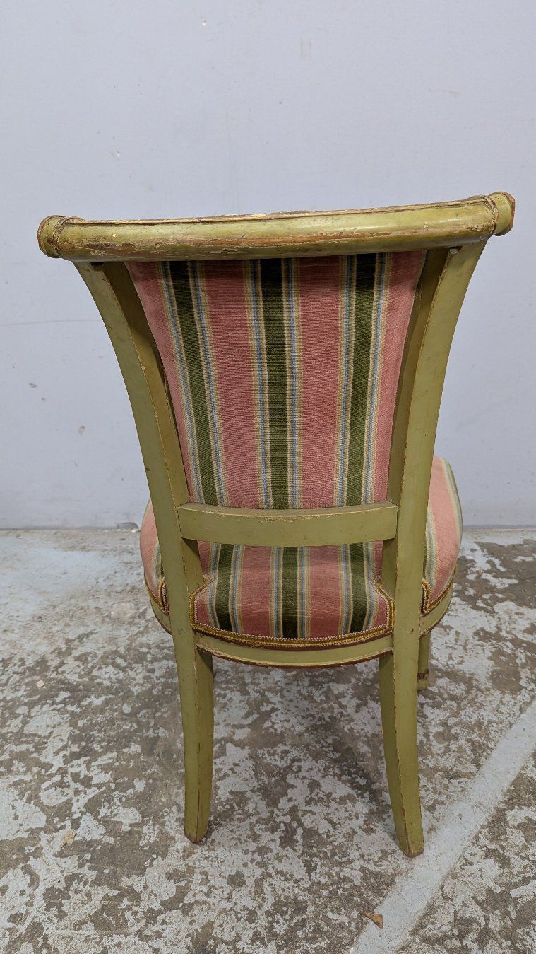 Pair Of Lacquered Directoire Style Chairs With Green Velvet Tops photo Furniture