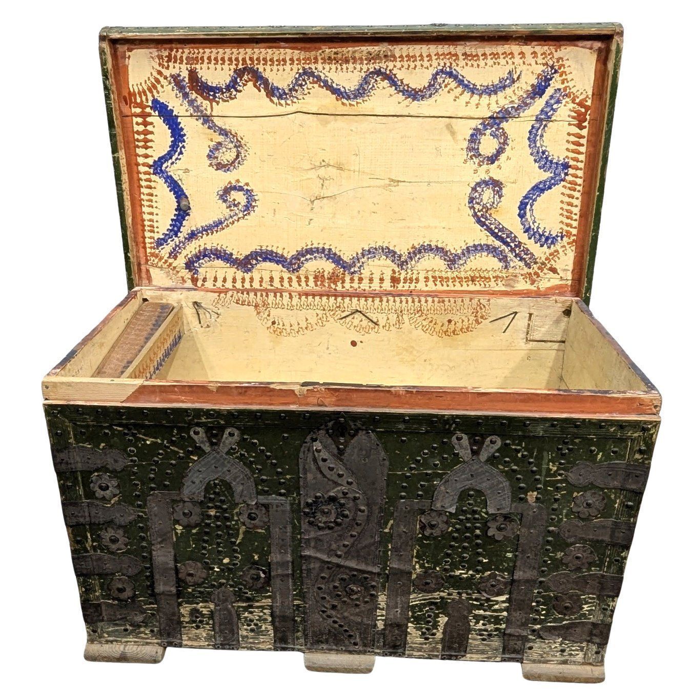 Greek Chest In White Wood And Iron, 19th Century photo for sale