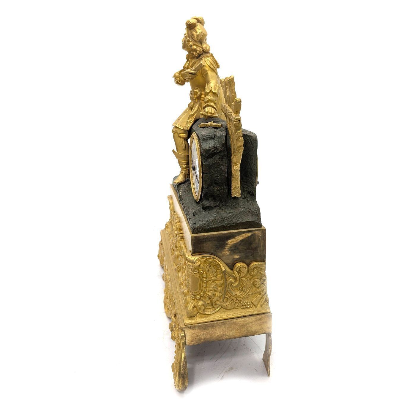 Restoration Period Military Clock In Gilded And Patinated Bronze photo for sale