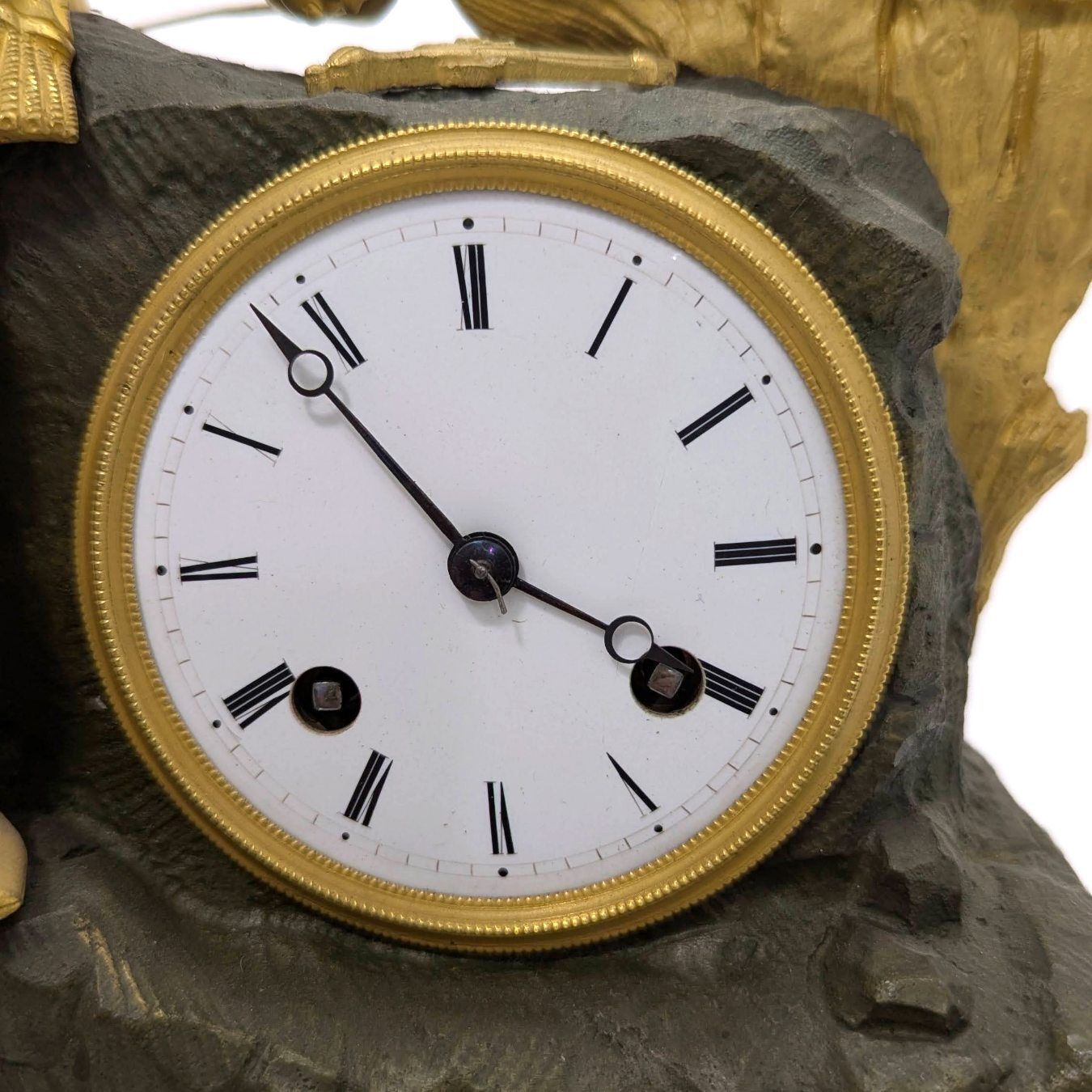 Restoration Period Military Clock In Gilded And Patinated Bronze photo buy