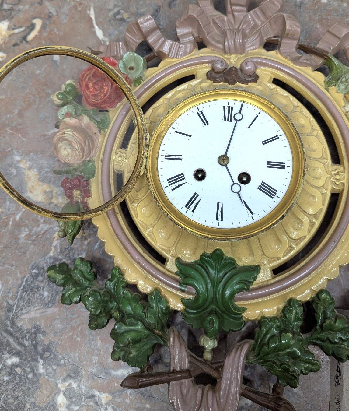 Painted Cast Iron Wall Clock, Parisian Movement – ​​France, Circa 1870 photo 480.0