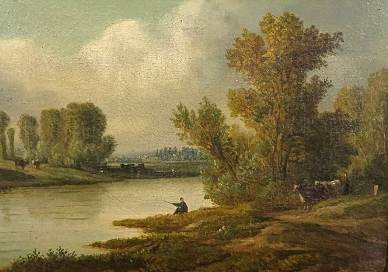 Landscape Oil On Canvas, Late 19th Century, French School photo furniture