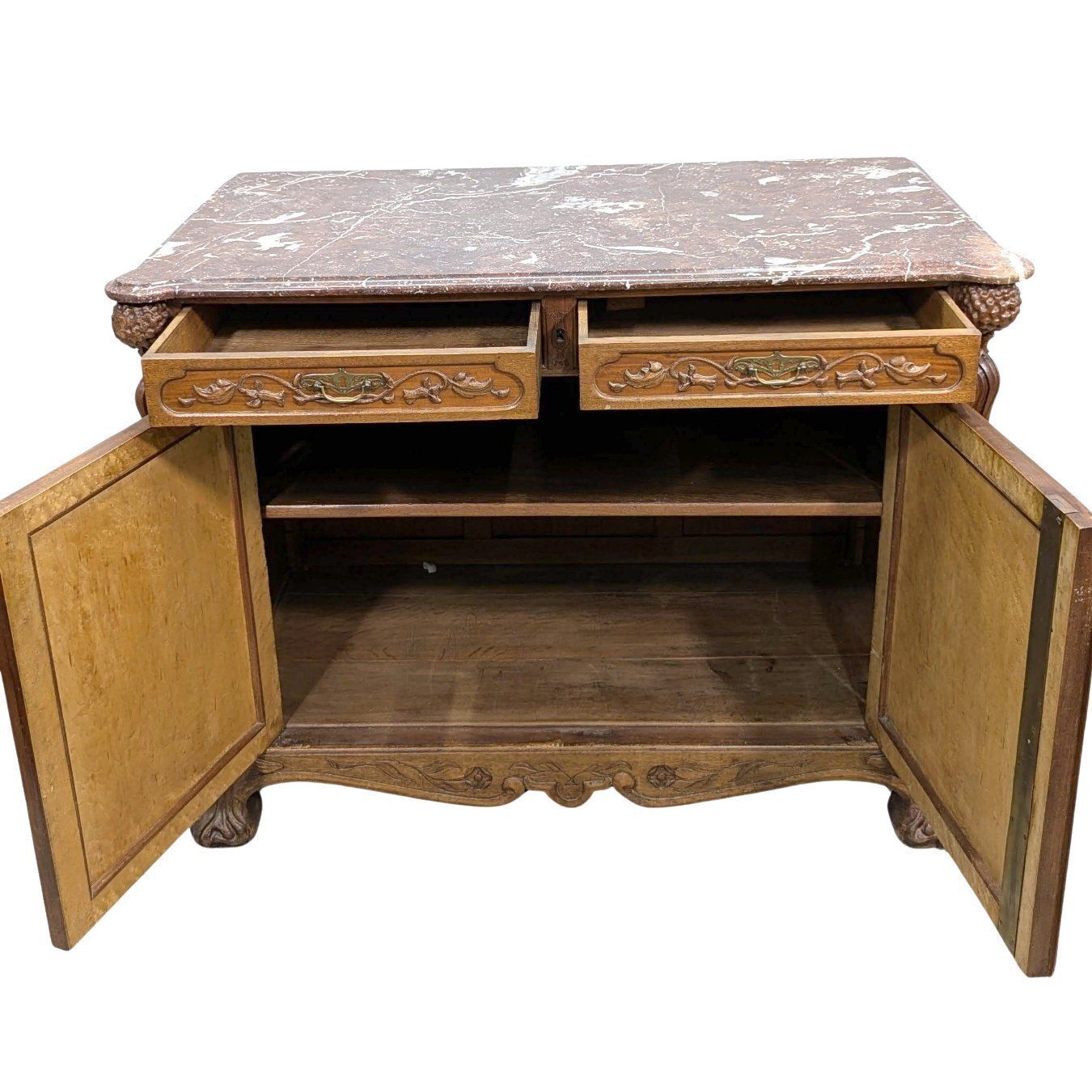 Superb High Art Nouveau Sideboard From 1900, Inlaid And Carved photo for sale