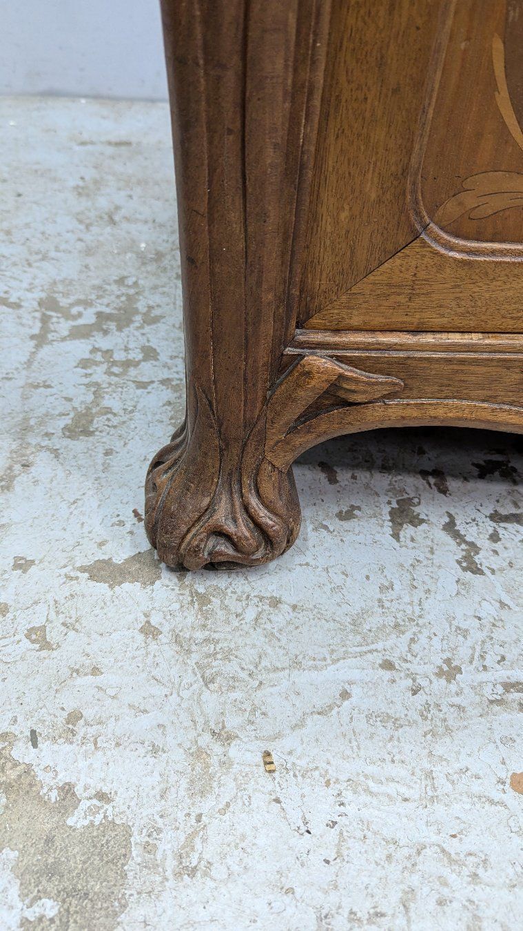 Superb High Art Nouveau Sideboard From 1900, Inlaid And Carved photo buy