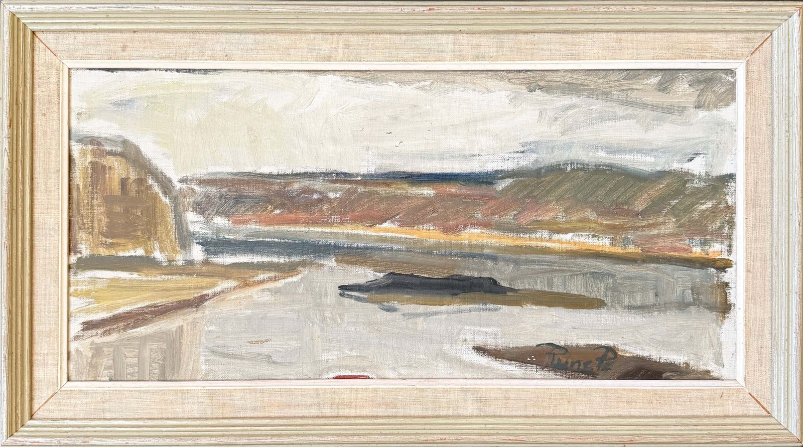Northern Flow, 1956. Vintage Swedish Oil Painting. photo for sale