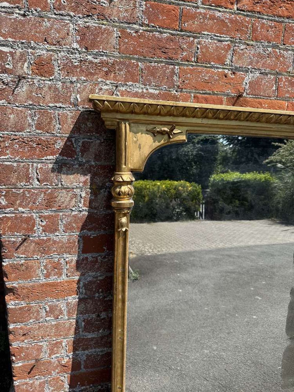 A Superb Large Antique English 19th C Carved Wood & Gesso Gilt Overmantle Mirror. photo furniture